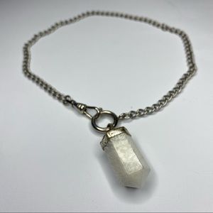 White Aventurine Silver Chain Pendant